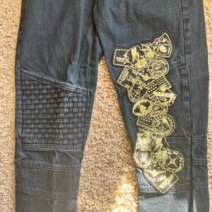 Black Pants with Yellow Graphic Accents